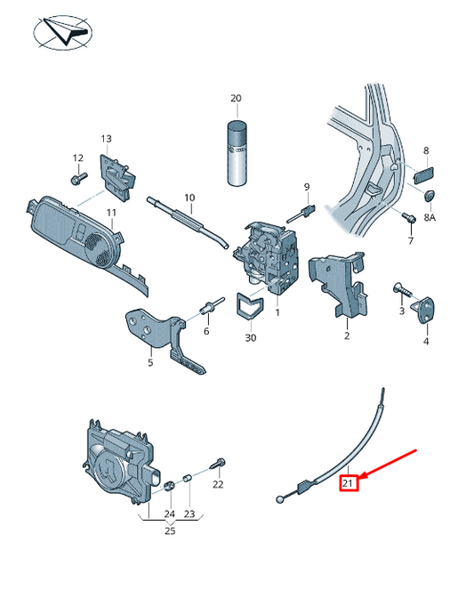 new vw phaeton 3d front door lock bowden cable 3d0837017 original