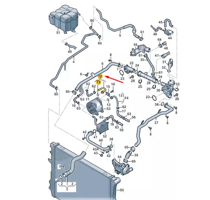 NEW VW TOUAREG 7P MK2 COOLING SYSTEM RIGHT PIPE UNION 079121131AM
