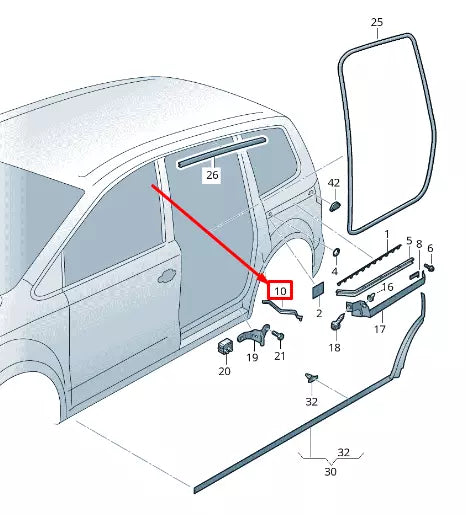 NEW VW SHARAN 7N LEFT SLIDING DOOR RUBBER SEAL 7N0868623C ORIGINAL