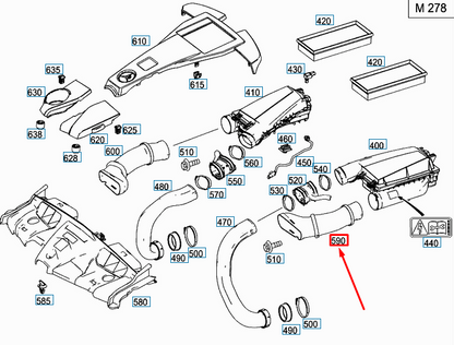 NEW MERCEDES-BENZ E W212 LEFT AIR INTAKE HOSE A2780905182 ORIGINAL