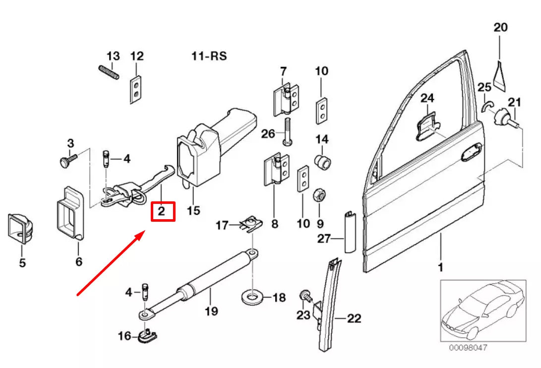 NEW BMW 7 E38 FRONT DOOR BRAKE 51218234604 8234604 ORIGINAL