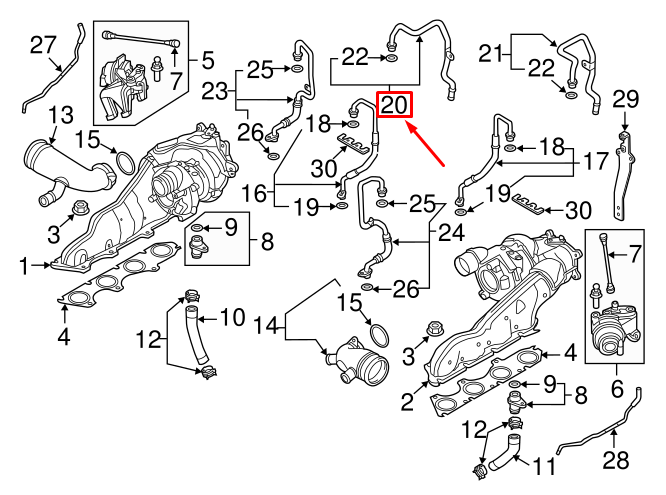NEW AUDI A6 AVANT C7 RIGHT TURBO COOLANT RETURN HOSE 079145948H ORIGINAL