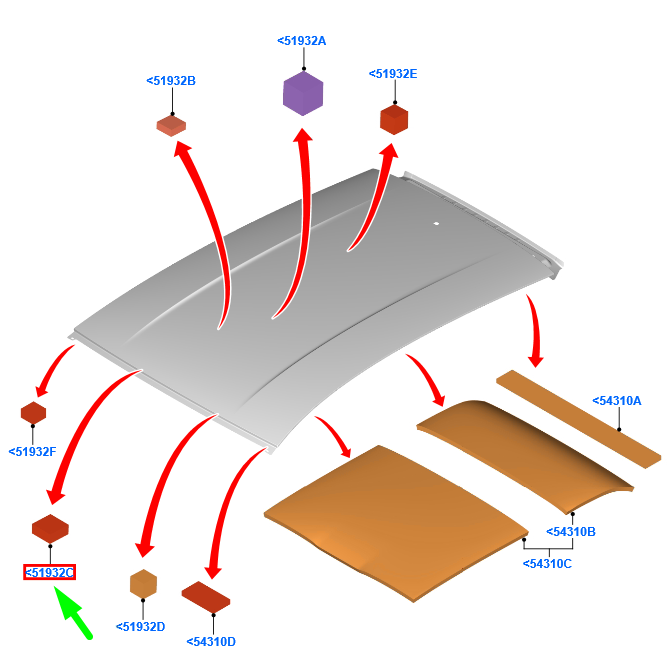 new ford focus mk4 roof insulator spacer 2233862 original