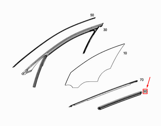 new mercedes-benz e w213 front right window sealing rail a2137250465 original