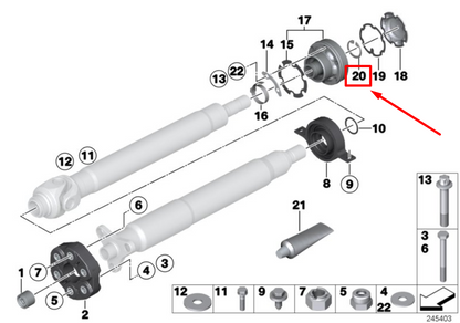new bmw 5 e60 rear drive shaft snap ring 1225017 26111225017 original