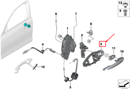 new bmw 3 g20 front left outside door handle carrier 51219881777 original