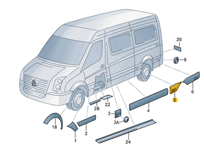 new vw crafter 2e protective strip for side sect left 2e1853535cl original