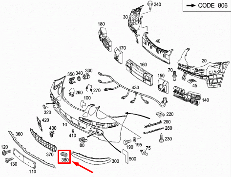 NEW MB E-CLASS W211 FRONT BUMPER GRILL COVER RIGHT A2118850453 ORIGINAL