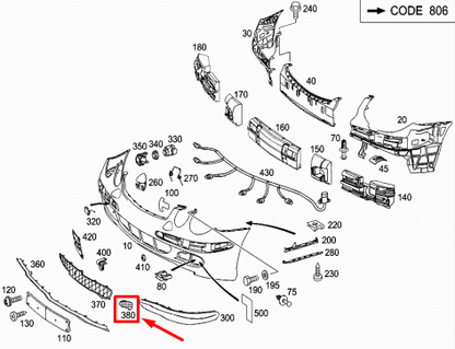 NEW MB E-CLASS W211 FRONT BUMPER GRILL COVER RIGHT A2118850453 ORIGINAL