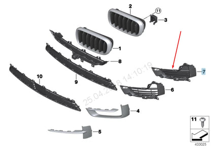 NEW BMW X5 F15 FRONT BUMPER RIGHT GRILLE 51117307994 7307994 2015 ORIGINAL