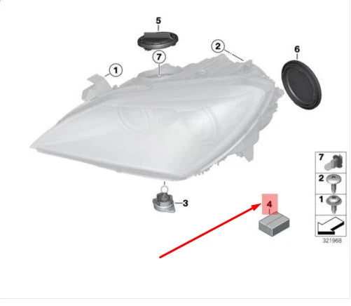 NEW BMW 6 CONVERTIBLE F12 FRONT LEFT HEADLIGHT REPAIR KIT 63127277519 ORIGINAL
