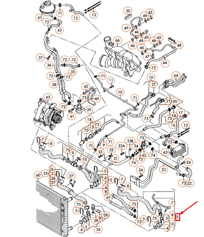 NEW VOLKSWAGEN BEETLE A5 COOLANT HOSE 1K0122101KS