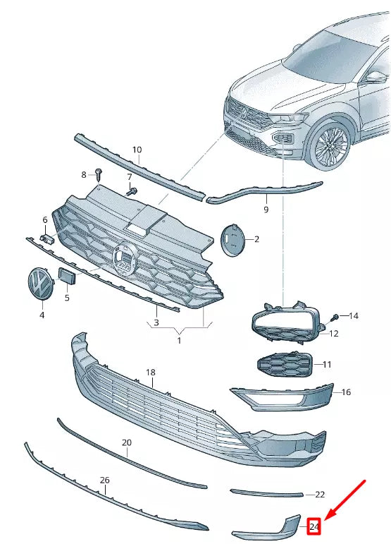 NEW VOLKSWAGEN T-ROC A11 FRONT RIGHT BUMPER TRIM 2GA853794GRU