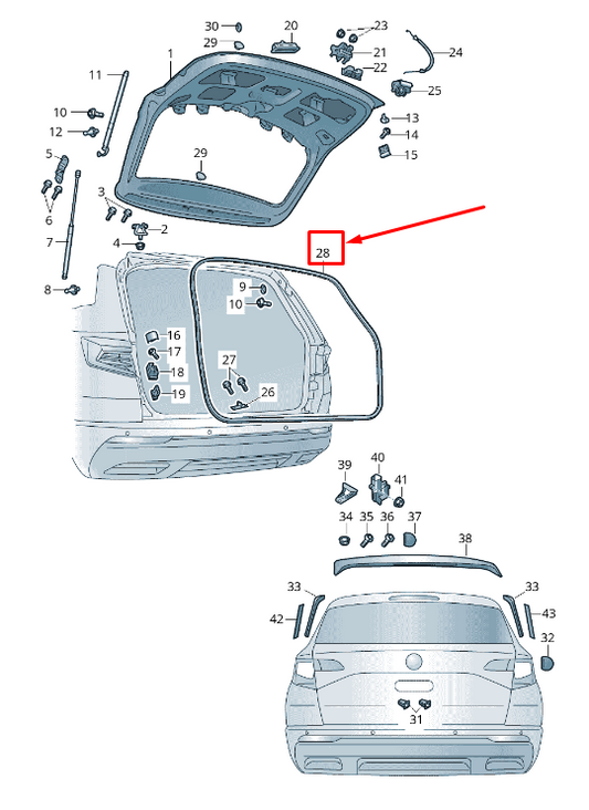 new skoda kamiq bootlid weather strip seal 657827705a original