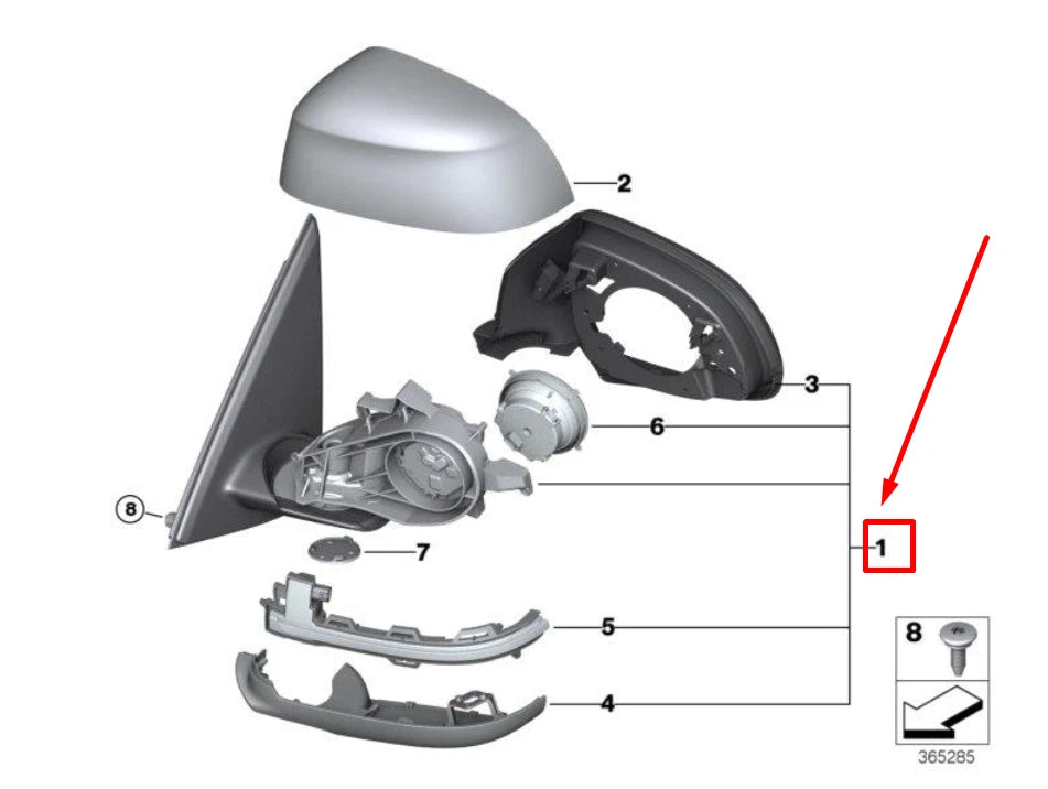 NEW BMW X5 F15, F85 FRONT LEFT DOOR WING MIRROR 51167363919 7363919 ORIGINAL