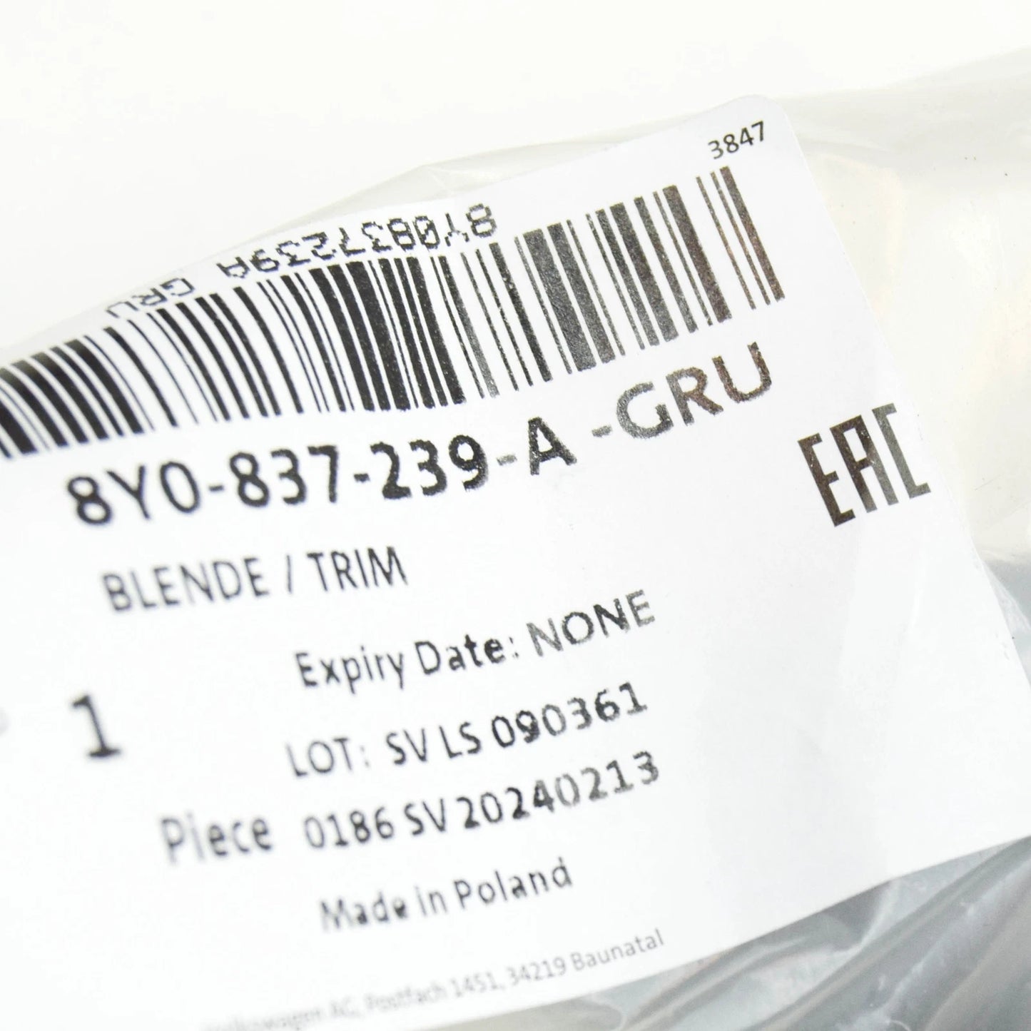 NEW AUDI Q4 E-TRON FRONT LEFT OUTER DOOR HANDLE TRIM LHD 8Y0837239AGRU ORIGINAL