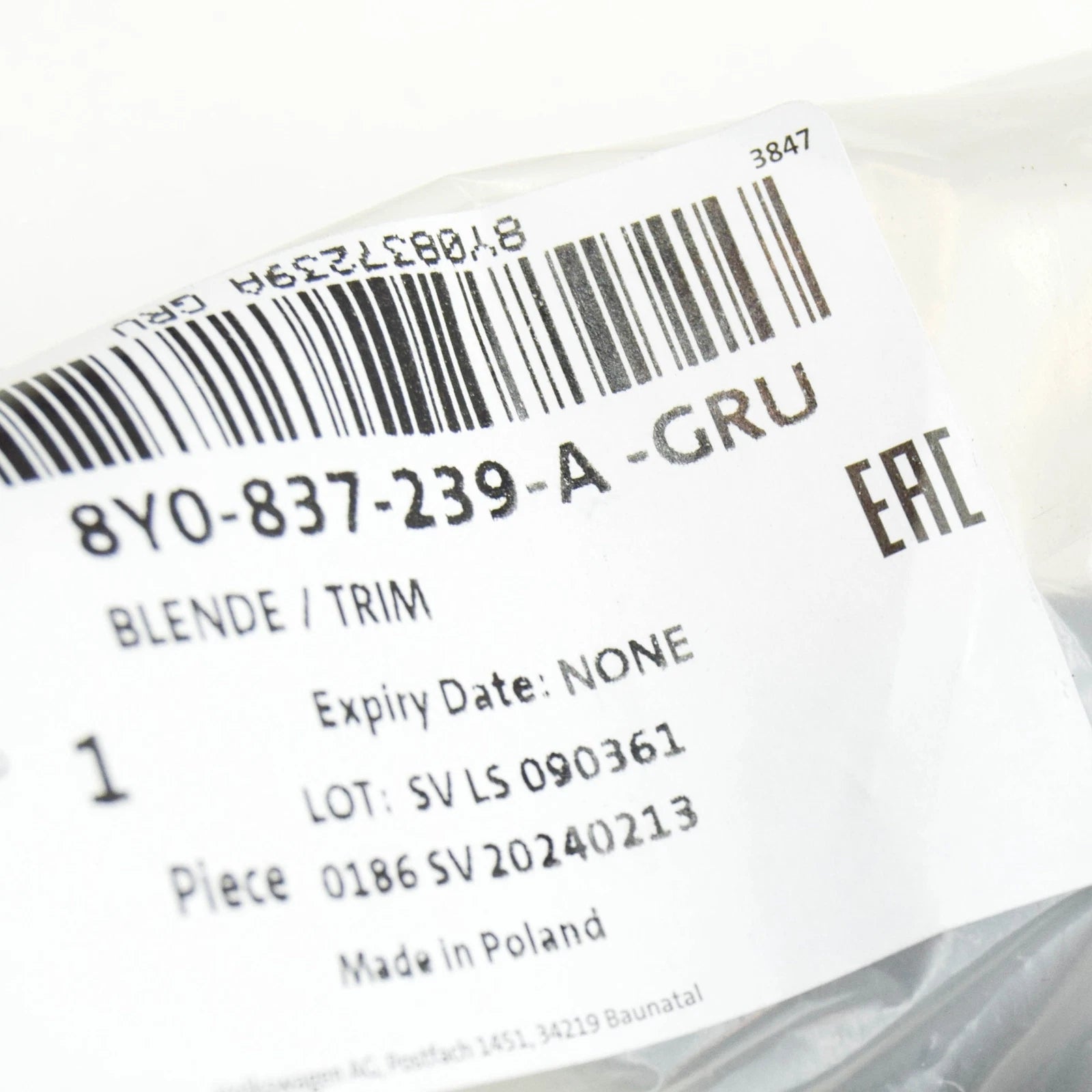 NEW AUDI Q4 E-TRON FRONT LEFT OUTER DOOR HANDLE TRIM LHD 8Y0837239AGRU ORIGINAL