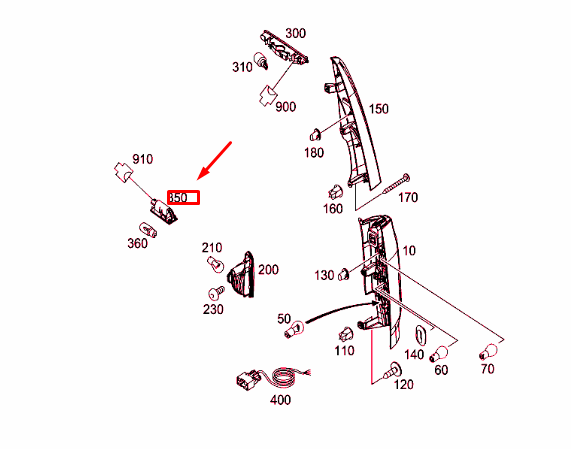 NEW MERCEDES-BENZ CITAN W415 REAR LICENSE PLATE LIGHT A4159062300 ORIGINAL