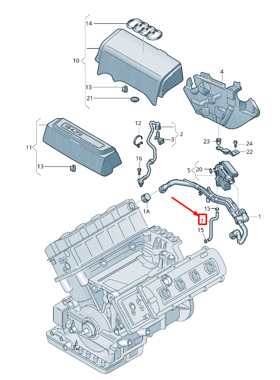 new audi q7 4l engine oil return hose 079103783m original