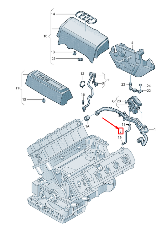 new audi q7 4l engine oil return hose 079103783m original