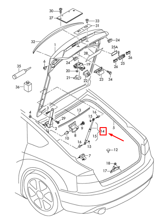 NEW AUDI A5 SPORTBACK 8TA BOOT LID GAS SPRING STRUT RIGHT 8T8827552C ORIGINAL