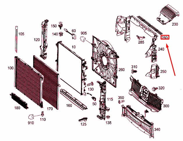 NEW MERCEDES-BENZ S W222 RADIATOR AIR DUCT A2225052730 ORIGINAL