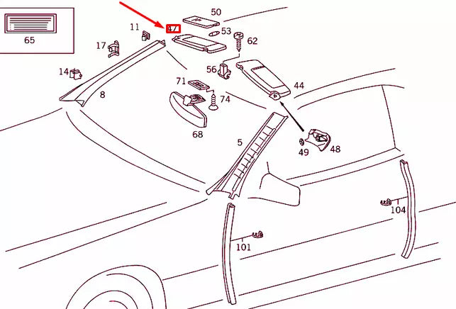 NEW MERCEDES-BENZ E W124 RIGHT SUN VISOR A12981012101A50 ORIGINAL