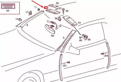 NEW MERCEDES-BENZ E W124 RIGHT SUN VISOR A12981012101A50 ORIGINAL