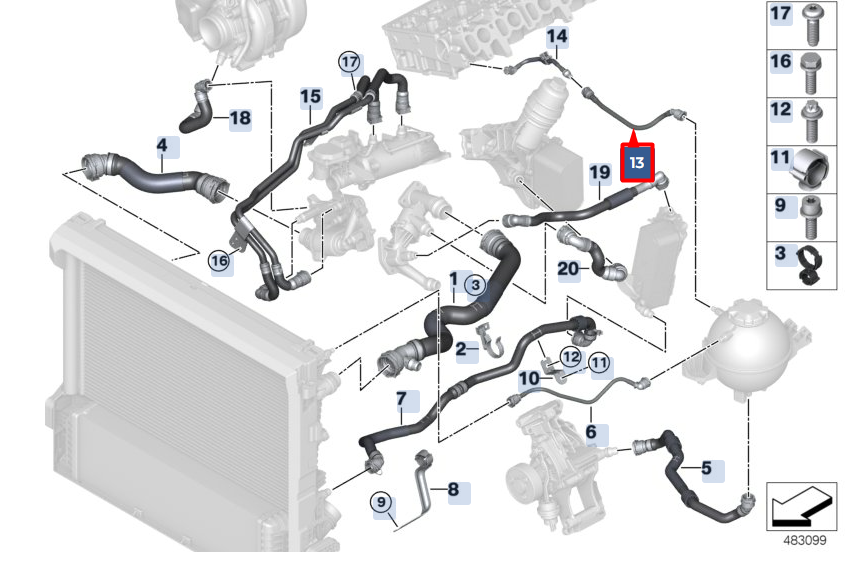 new bmw x4 g02 expansion tank hose 17128577061 original