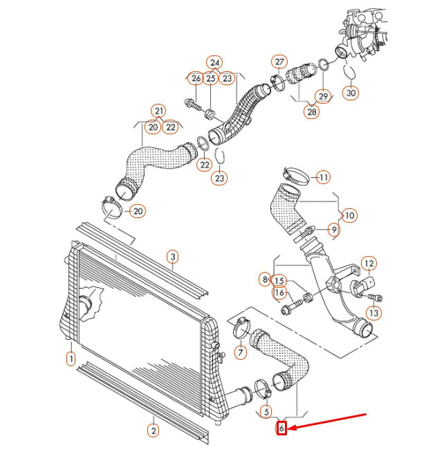 NEW VOLKSWAGEN BEETLE A5 CHARGE AIR COOLER PRESSURE HOSE 1K0145834AJ ORIGINAL