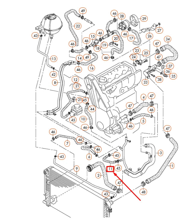 NEW VOLKSWAGEN CRAFTER MK1 2E ENGINE COOLANT HOSE 076121096D ORIGINAL