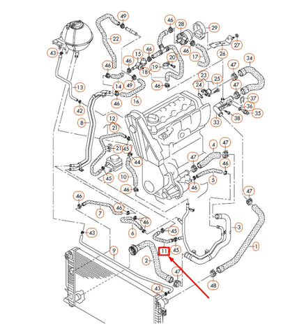 NEW VOLKSWAGEN CRAFTER MK1 2E ENGINE COOLANT HOSE 076121096D ORIGINAL