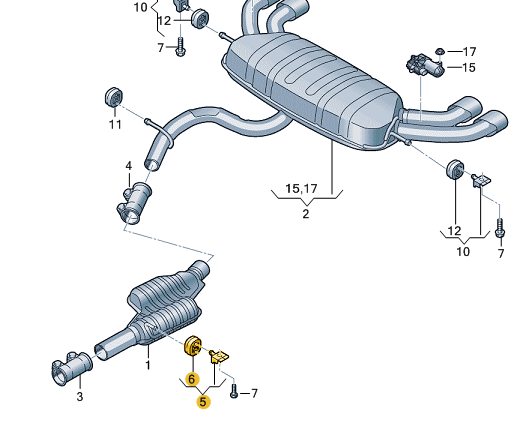 NEW VOLKSWAGEN TIGUAN AD1 EXHAUST SYSTEM RETAINER 5Q0253144AD ORIGINAL