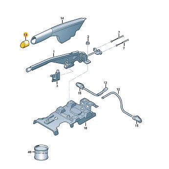 NEW VOLKSWAGEN AMEO 6R0711333C3Q7 HANDBRAKE PRESS BUTTON CHROME TRIM ORIGINAL