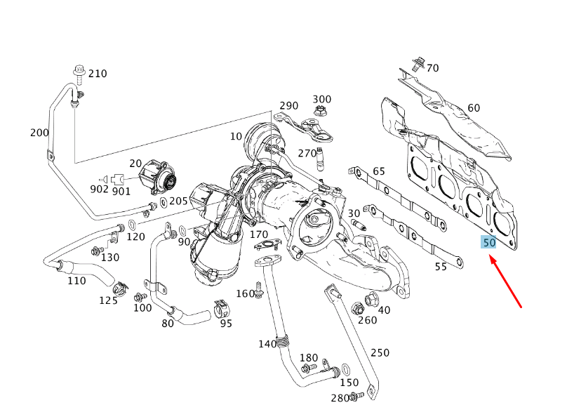 new mercedes-benz a w176 turbocharger multi-hole seal a2701420380 original