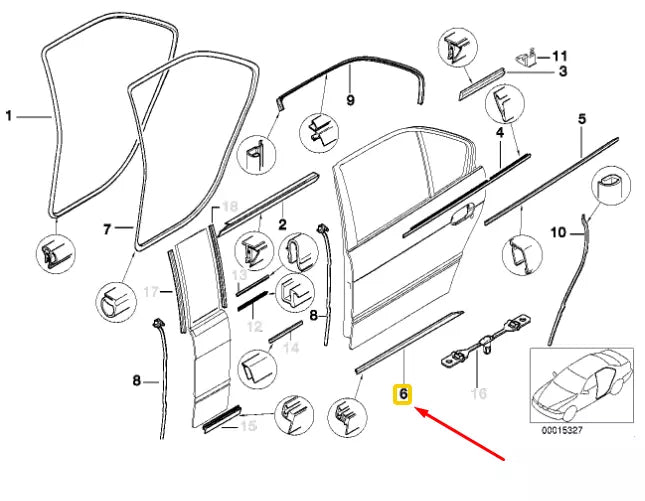 NEW BMW 7 E38 REAR RIGHT DOOR SEALING BETWEEN DOOR/ENTRANCE 51228158188 ORIGINAL