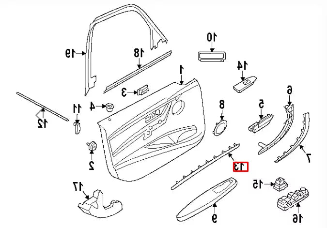 NEW BMW 3 F30 F31 FRONT LEFT DOOR INTERIOR MOLDING TRIM 51417393489 ORIGINAL