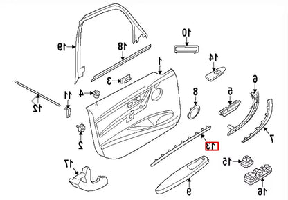 NEW BMW 3 F30 F31 FRONT LEFT DOOR INTERIOR MOLDING TRIM 51417393489 ORIGINAL