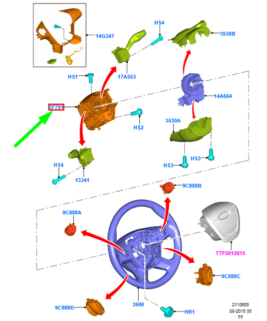 new ford transit custom mk1 steering column housing 1791972 original