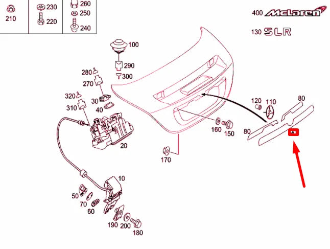 NEW MB SLR R199 REAR LID GRIP FLAP COVERING HANDLE A1997580002 ORIGINAL