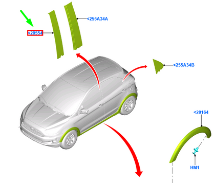 new ford ka mk3 front right door b-pillar trim 1900514 original
