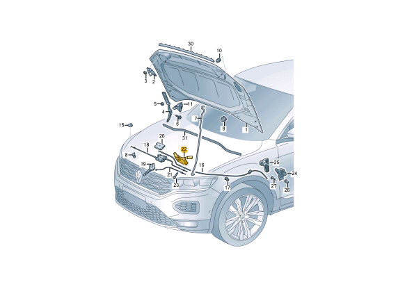 new volkswagen t-roc a11 front bonnet hood lid lock 2ga823509 original