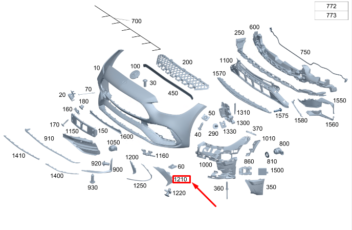 new mercedes-benz c w206 front right bumper side spoiler a2068805005 original