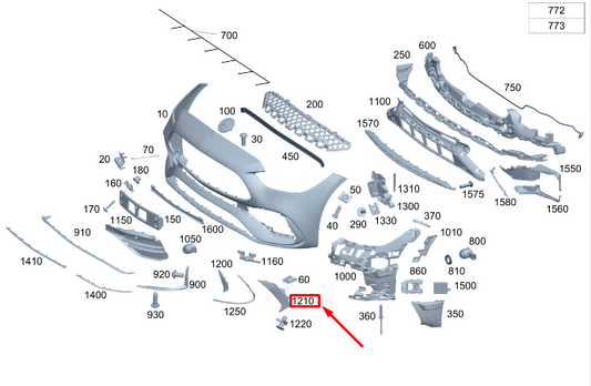 new mercedes-benz c w206 front right bumper side spoiler a2068805005 original