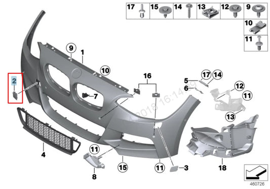 NEW BMW 1 F20 FRONT M SPORT BUMPER TOW EYE HOOK COVER 51118064578 2015 ORIGINAL