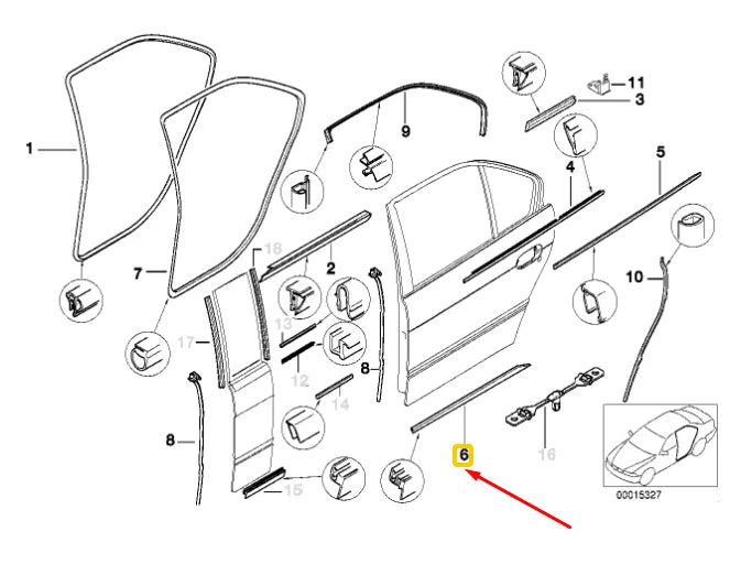 NEW BMW 7 E38 REAR LEFT DOOR SEALING BETWEEN DOOR/ENTRANCE 51228158187 ORIGINAL