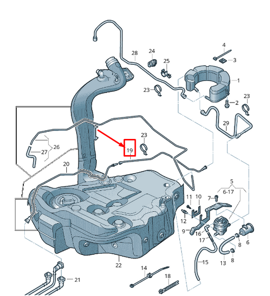 new audi tt 8j rear fuel tank breather line 8j0201995c original