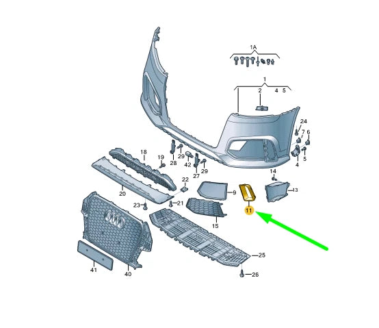 NEW AUDI RS Q3 8U FRONT BUMPER LEFT COVER 8U0807795AAP6 ORIGINAL