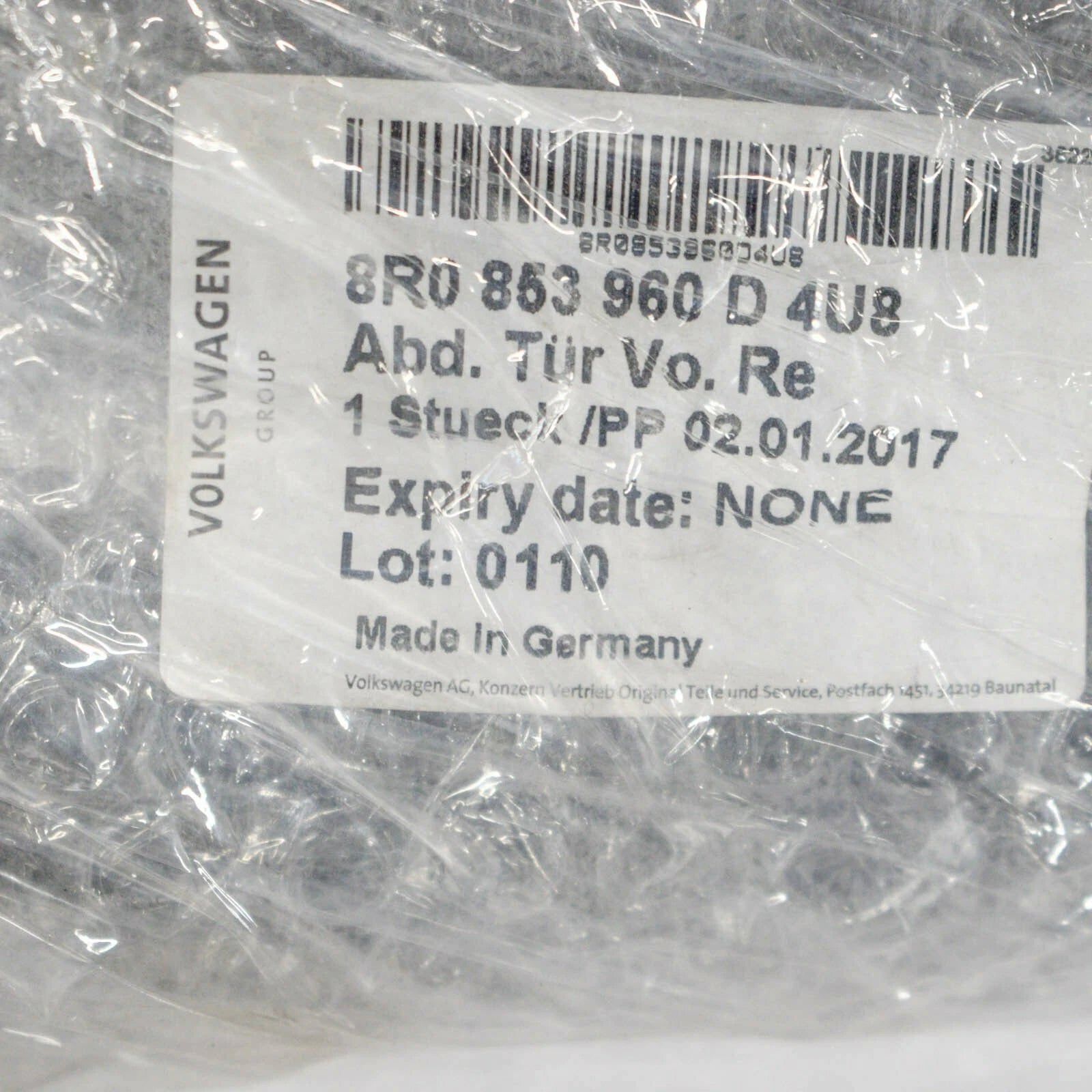 NEW AUDI Q5 8R FRONT RIGHT DOOR LOWER MOLDING COVER 8R0853960D4U8