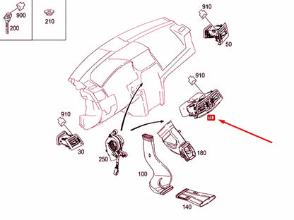 NEW MB E COUPE C207 INSTRUMENT PANEL CENTRAL AIR NOZZLE A20783000009116 ORIGINAL